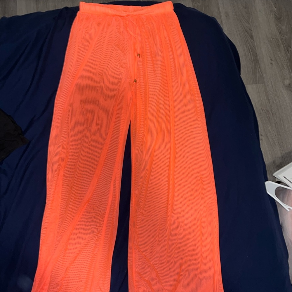 Women's Awesome  Orange So Soft Sheer Pants. Beach And Pool Fun